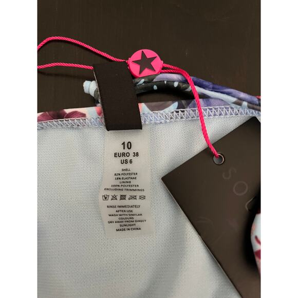 NWT South Beach * Bikini Light Blue Floral Top & Bottom Tie Sz6 - Picture 6 of 14